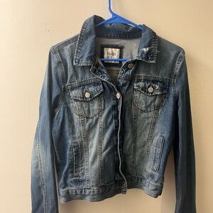 Pre-owned Mudd Jeans Light Wash Distressed Denim Jean Jacket Size Medium
